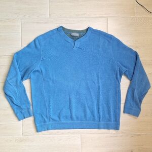 Tommy Bahama Men's Blue Green Reversible Heavy Cotton Sweatshirt Sweater Large